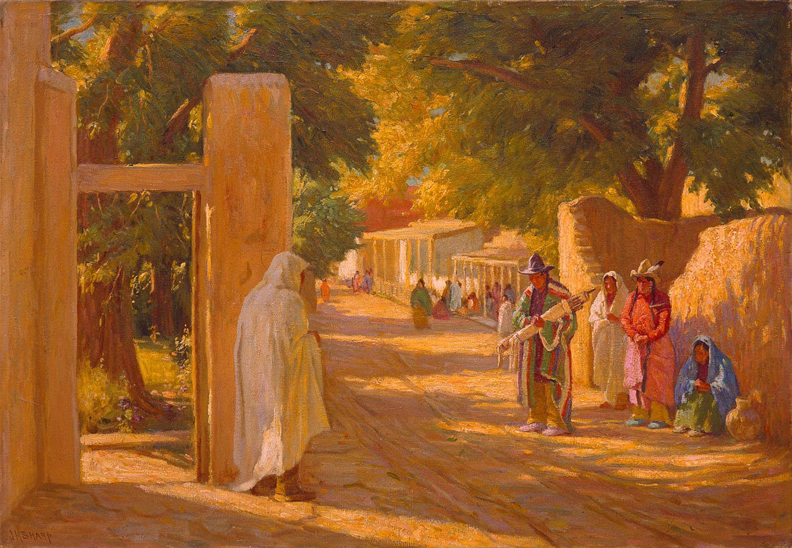 An Old Street in Taos on Fiesta Day [An Old Street in Taos - (Kit) Carson Street]  